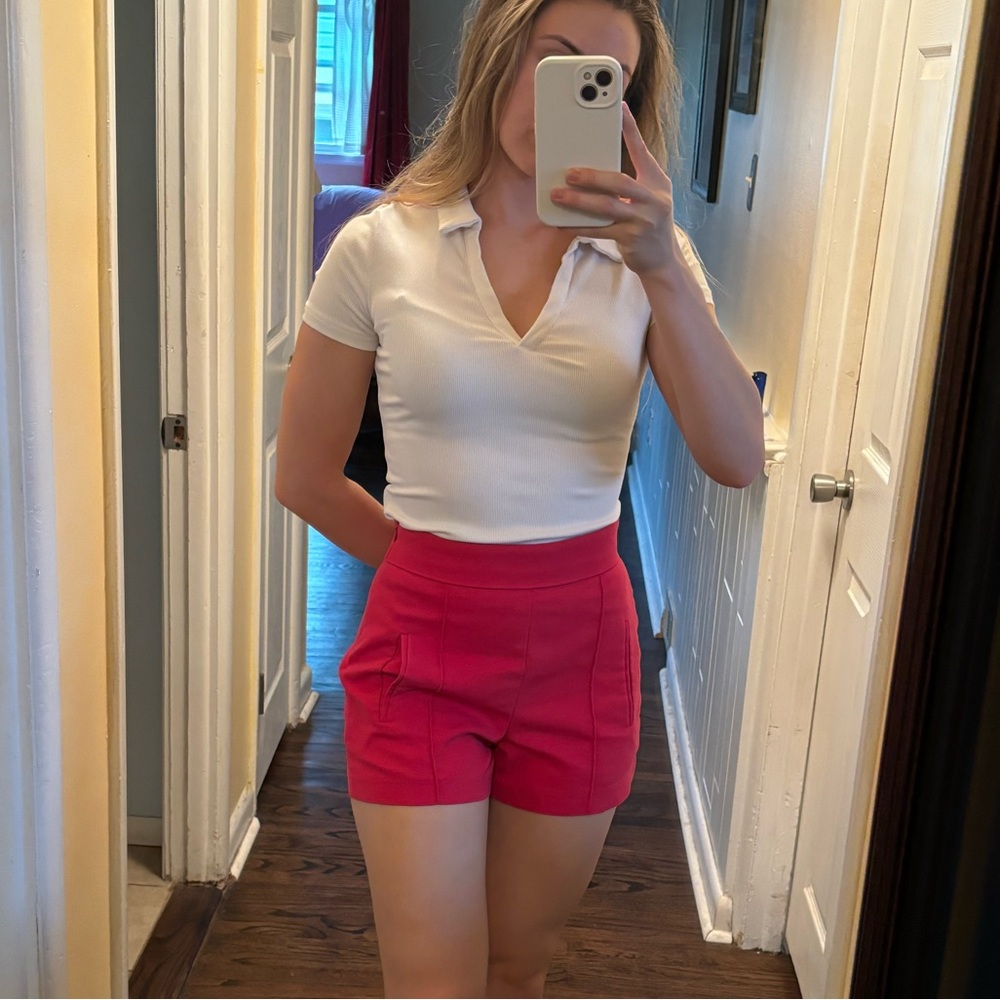 Zara hot pink high waisted shorts